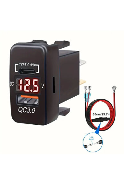 choice2 Red Light with Wire USB Car Charger Socket Quick Charge 3.0 & PD USB ...