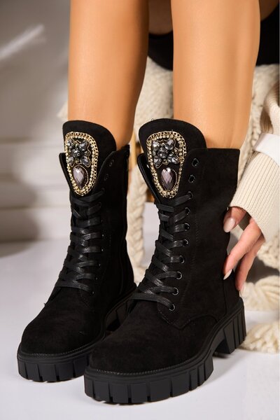 Joana Μαύρες σουέτ - Δερμάτινες γυναικείες μπότες Liyana3