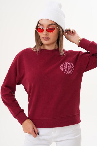 ŞİMAL Γυναικείο κεντημένο λεπτομερές πλεκτό φούτερ Σελανικής 255224 -