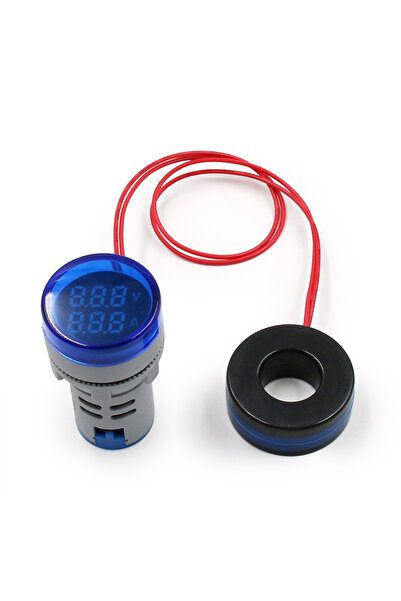 Choice3 Blue 22mm AC 20-500V 0-100A Round Mini Digital Voltmeter Ammeter Amp ...