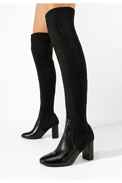 B T Shoes Hnědé vysoké kozačky Tta negro