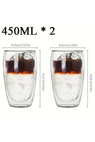choice2 80-450ml 2 pcs 450ml Double Wall Glass Cup Heat Insulation Transparent Handmade Tea Drink Cups MINI
