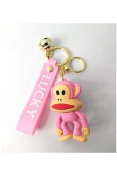 adayus Lüks Büyük Boy Pembe Sevimli Maymun Silikon Anahtarlık & Çanta Aksesua...