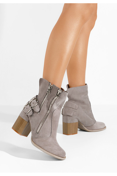 B T Shoes Μποτάκια με χοντρό τακούνι Laroya V2 γκρι