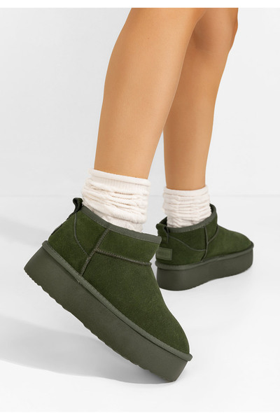B T Shoes Zelené dámské válenky na platformě Nalya V2