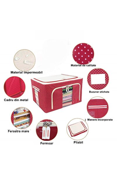 Flippy Foldable Storage Box, Flippy, with Zipper, 100 L, Textile, 60x42x40 cm, Transparent Window, Metal Fr