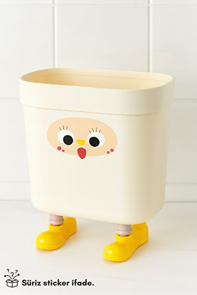 ARVALE 14 Liter Standing Trash Can – Fun to Use with Surprise Sticker Expression