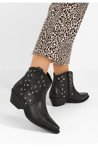 B T Shoes Γυναικεία Μποτάκια Cowboy Sirena Μαύρα