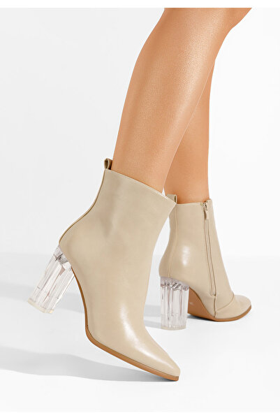 B T Shoes Μποτάκια με χοντρό τακούνι Arilea μπεζ