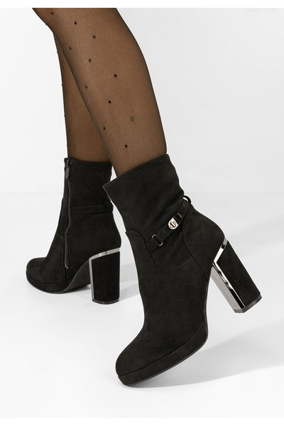 B T Shoes Μποτάκια με χοντρό τακούνι Chester Μαύρα