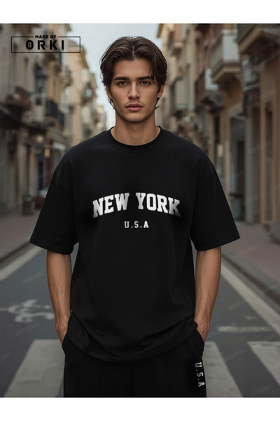 EFFRENATU USA Fit Printed – Oversize Μαύρο T-shirt & Μαύρο Παντελόνι Jogger Α...