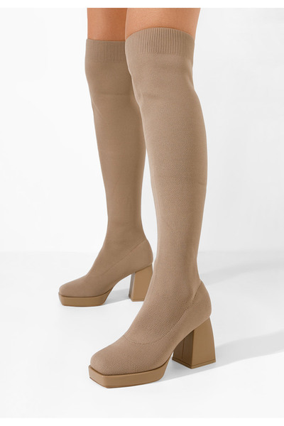 B T Shoes Ψηλές μπότες με χοντρό τακούνι Roesia Χακι