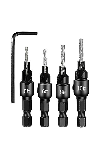 Choice1 مجموعة رؤوس مثقاب غاطسة سداسية فضية اللون، 4 قطع أو 5 قطع، مع ساق سدا...