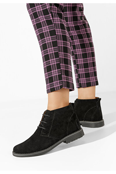 B T Shoes Γυναικεία δερμάτινα μποτάκια Kalisa V3 Μαύρα