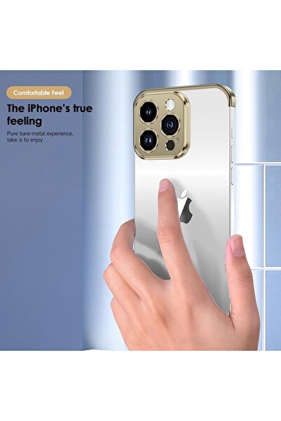 Flippy Μεταλλική θήκη χωρίς άκρα, συμβατή με iPhone 16 Pro Max, Flippy, αλουμίνιο, αντιχαρακτική, χρυσή