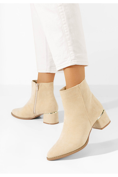 B T Shoes Μποτάκια με χοντρό τακούνι Asevida μπεζ