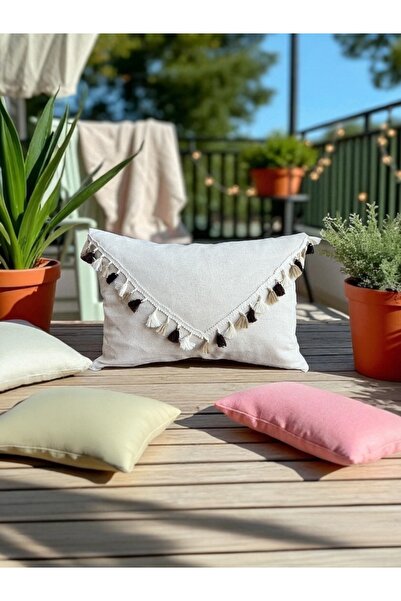 Bonolupo Bohemian Style Tasseled Decorative Cozy Throw Pillow Cover 30X40 cm – Linen Fabric