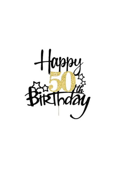 Choice7 زينة كعكة عيد ميلاد ذهبية سوداء للذكرى الخمسين، قطعة واحدة، زينة كعكة...