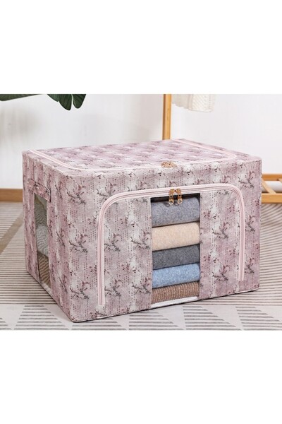 Flippy Storage Box, Flippy, 66L, Textile, 50 x 40 x 33 cm, for Clothes and Underwear, Plum Blossom, Pink