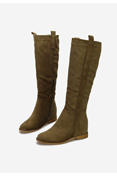 B T Shoes Zelené kozačky na klínku Lanella