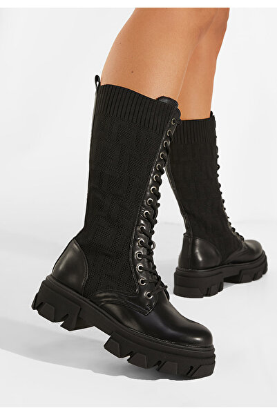 B T Shoes Černé šněrovací kozačky Dorine V2