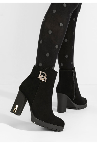 B T Shoes Μποτάκια με χοντρό τακούνι Luana V2 Μαύρα