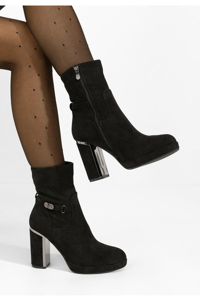 B T Shoes Μποτάκια με χοντρό τακούνι Chester Μαύρα