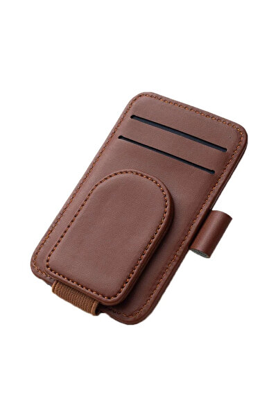 Choice3 ZUIMI Brown Car Sunglasses Holder Sun Visor Glasses Clip Multifunctio...