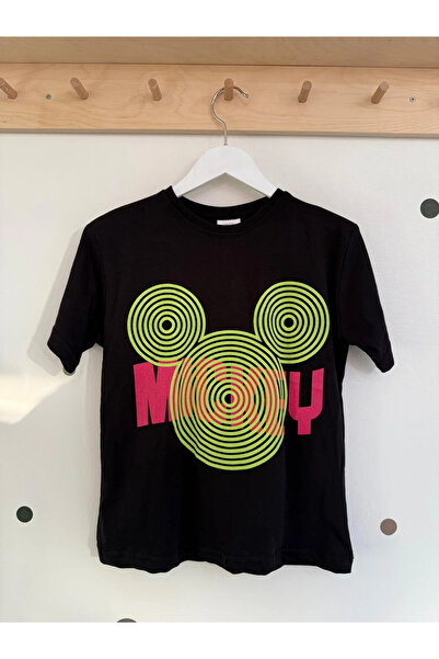 kidstalya Black Mickey Girl's Tshirt (0144)