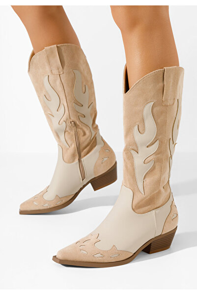 B T Shoes Béžové dámské kozačky Celesta