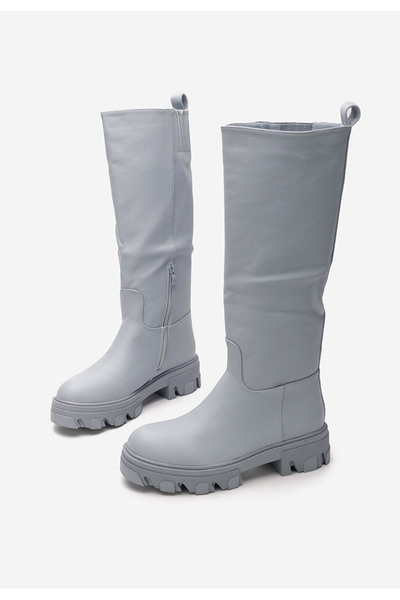 B T Shoes Modré dámské kozačky Oserra