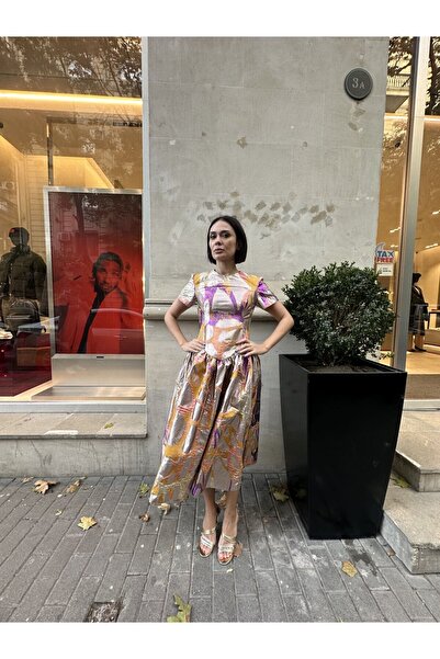 Pure Perfect Studio No34 Renkli Brokar Elbise