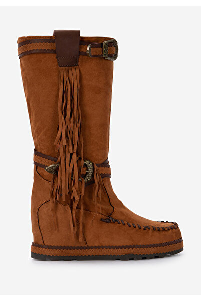 B T Shoes Camelové kozačky na klínku Everette