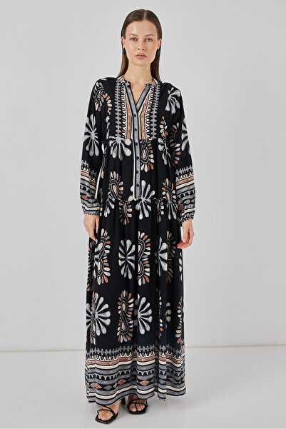 Bigdart Women's Patterned Long Hijab Dress 2585 - Black
