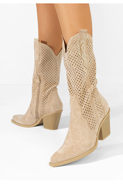 B T Shoes Cizme western dama Ashley bej