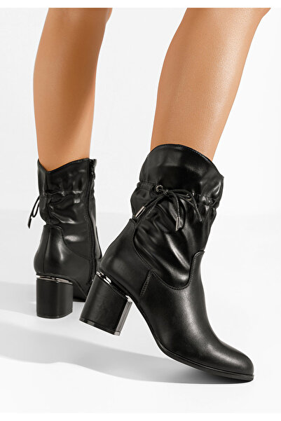 B T Shoes Μποτάκια με χοντρό τακούνι Selevana Μαύρα