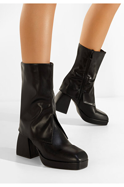 B T Shoes Μποτάκια με χοντρό τακούνι Zalamea Μαύρα