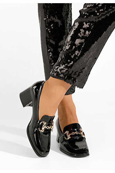 B T Shoes Loafers γυναικεια με τακουνι Ixea V2 μαύρα