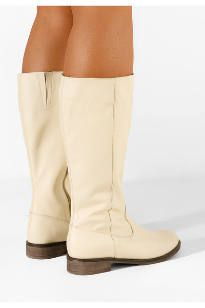 B T Shoes Women's beige leather boots Ipora