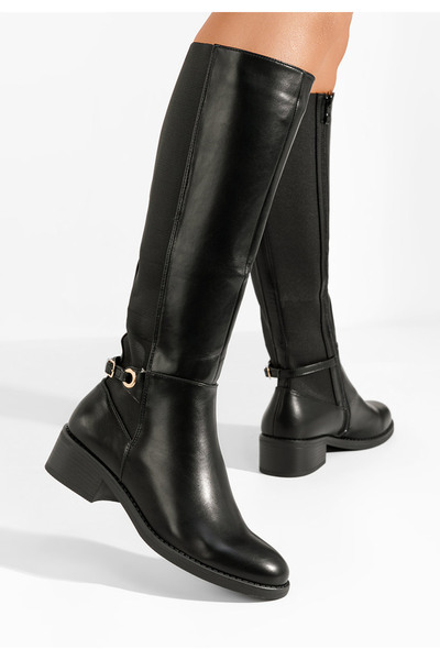 B T Shoes Cizme cu toc mic Corrine negre