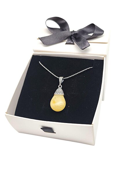 ank tasarım anka mücevherat 925 Ayar Gümüş Sıkma Kehribar Erkek Kolye