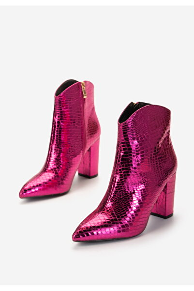 B T Shoes Fuchsiové kotníkové boty na podpatku Brilliance