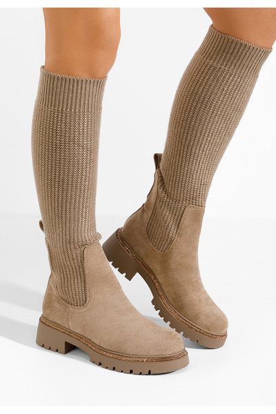 B T Shoes Γυναικείες Μπότες κάλτσα Zorina χακι