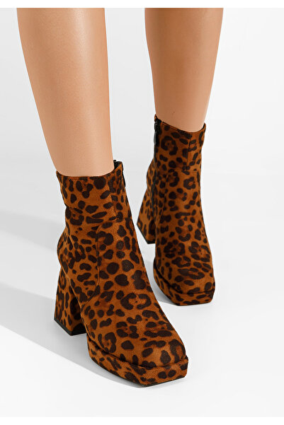 B T Shoes Μποτάκια με τακούνι Seledora λεοπαρ