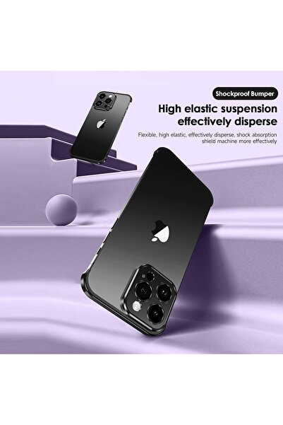 Flippy Edgeless Metal Case for iPhone 16 - Corner & Camera Protection, Aluminum Alloy, Black