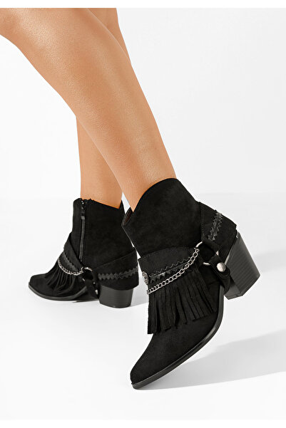 B T Shoes Γυναικεία Μποτάκια Cowboy Amethysta Μαύρα