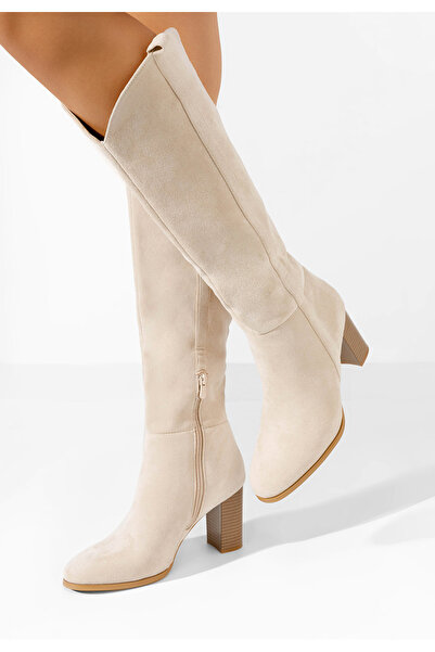 B T Shoes Ψηλές μπότες με χοντρό τακούνι Anarima μπεζ