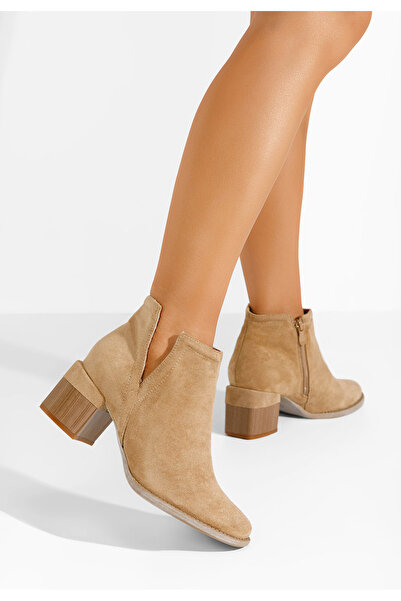 B T Shoes Μποτάκια με χοντρό τακούνι Vesima χακι