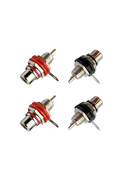 choice2 4pcs Red and Black B 4 Pcs Solderable Rca Panel Mount Plug Female Jac...