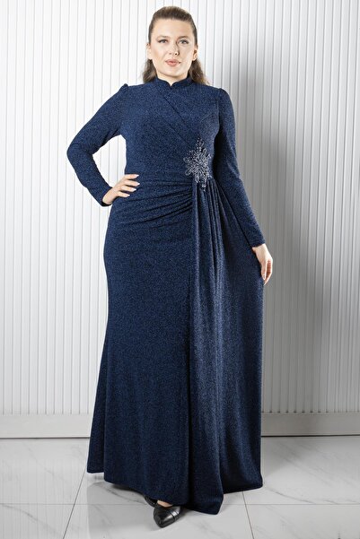 SUBU TASARIM Rochie de seară Sahra Albastru închis TBSAHN276